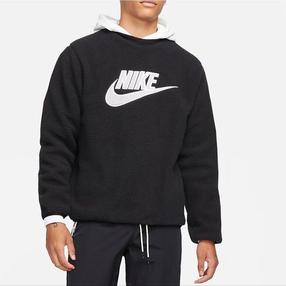 Nike Sportswear Essential Sherpa Sweatshirt Men's M Black White DD5017-010 NSW - Picture 16 of 16